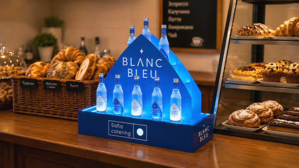 Прикассовый дисплей BLANC BLEU с подсветкой бутылок воды